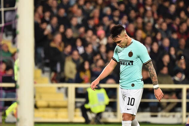 Photo Massimo Paolone LaPresse December 15, 2019 Florence, Italy soccer Fiorentina vs Inter - Italian Football Championship League A TIM 2019 2020 - "Artemio Franchi" stadium. In the pic: Lautaro Martinez (FC Internazionale Milano) with head down  Copyright: xMassimoxPaolone LaPressex