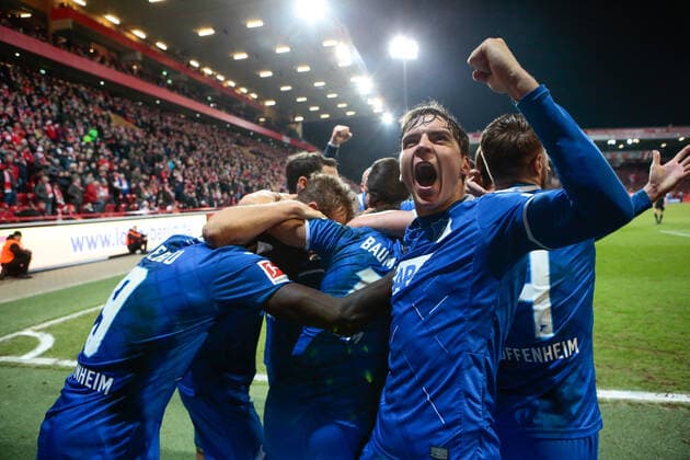 Bilder des Jahres 2019, Sport 12 Dezember Sport Themen der Woche KW51 Sport Bilder des Tages 17.12.2019, xtgx, Fussball 1. Bundesliga, 1. FC Union Berlin - TSG 1899 Hoffenheim emspor, v.l. Hoffenheim nach Tor zum 0:2 durch Christoph Baumgartner (Hoffenheim, 14) Jubel, Torjubel, jubelt ueber das Tor, celebrate the goal, celebration (DFL DFB REGULATIONS PROHIBIT ANY USE OF PHOTOGRAPHS as IMAGE SEQUENCES and or QUASI-VIDEO) Berlin *** 17 12 2019, xtgx, Football 1 Bundesliga, 1 FC Union Berlin TSG 1899 Hoffenheim emspor, v l Hoffenheim after goal to 0 2 by Christoph Baumgartner Hoffenheim, 14 cheers, goal jubilation, cheers over the goal, celebrate the goal, celebration DFL DFB REGULATIONS PROHIBIT ANY USE OF PHOTOGRAPHS as IMAGE SEQUENCES and or QUASI VIDEO Berlin