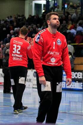 2.Bundesliga Handball VfL Luebeck-Schwartau - TSV Bayer Dormagen 20.12.2019, Hansehalle Luebeck, GER, 2.Bundesliga Handball VfL Luebeck-Schwartau - TSV Bayer Dormagen im Bild picture shows Torwart Marino Mallwitz VfL Luebeck-Schwartau ist enttäuscht enttaeuscht nach der Heimniederlage