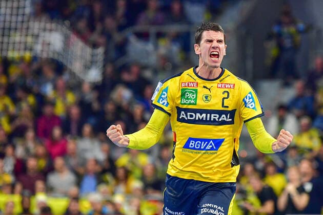 LIQUI MOLY Handball-Bundesliga 2019 2020 21.12.2019 Rhein-Neckar-Löwen - SG Flensburg-Handewitt, SAP-Arena Mannheim Andy Schmid (RNL, 2) Jubel Emotionen Action, 21.12.2019, Mannheim (Deutschland), Handball, Bundesliga, Rhein-Neckar Löwen - SG Flensburg-Handewitt