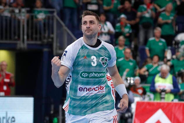 26.12.2019, TUI Arena, Hannover, Ligaspiel, 1. Bundesliga, TSV Hannover-Burgdorf vs TVB Stuttgart, im Bild Nejc Cehte (3, Han.-Burgdorf) jubelt TSV Hannover-Burgdorf vs TVB Stuttgart