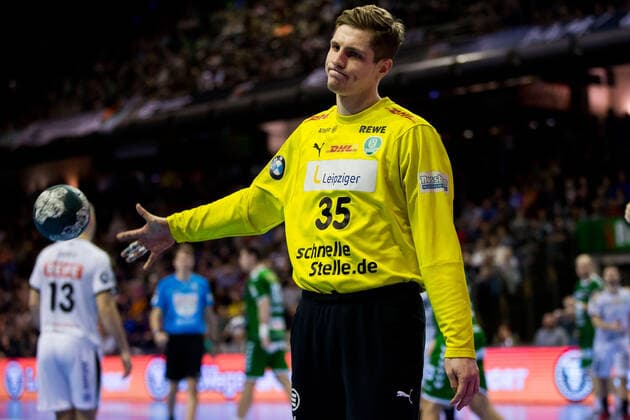 Sport Bilder des Tages 26.12.2019, xfrx, Handball Bundesliga, Fuechse Berlin - SC DHfK Leipzig emspor, v.l. Joel Birlehm (SC DHfK Leipzig) (DFL DFB REGULATIONS PROHIBIT ANY USE OF PHOTOGRAPHS as IMAGE SEQUENCES and or QUASI-VIDEO) Berlin