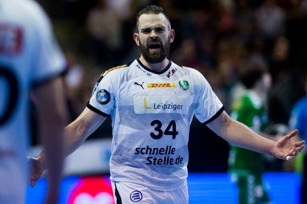 26.12.2019, xfrx, Handball Bundesliga, Fuechse Berlin - SC DHfK Leipzig emspor, v.l. Alen Milosevic (SC DHfK Leipzig) (DFL DFB REGULATIONS PROHIBIT ANY USE OF PHOTOGRAPHS as IMAGE SEQUENCES and or QUASI-VIDEO) Berlin