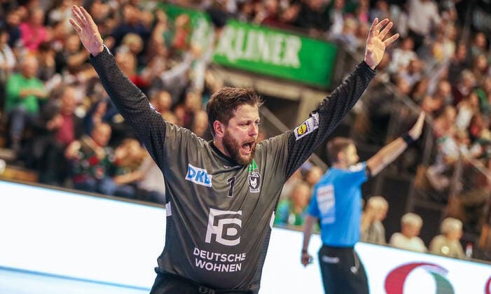 26.12.2019, Handball, 1.Bundesliga, 19.Spieltag, Füchse Berlin - SC DHfK Leipzig, Max-Schmeling-Halle. Berlins Martin Ziemer jubelt. Handball - 1.Bundesliga - Füchse Berlin - SC DHfK Leipzig