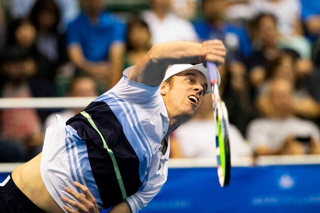 December 28, 2019 - Sam Querrey hits his serve during play at the Hawaii Open invitational tournament match between Brandon Nakashima (USA) and Sam Querrey (USA) at the Stan Sheriff Center in Honolulu, HI CSM Tennis 2019: Hawaii Open DEC 28 - ZUMAc04_ 20191228_zaf_c04_201 Copyright: xGlennxYozax