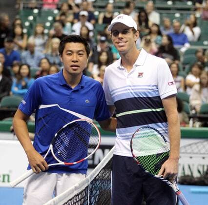 December 28, 2019 - The players take a pregame snap shot prior to the championship match at the Hawaii Open invitational tournament between 44th ranked Sam Querrey (USA) and unranked Brandon Nakashima (USA) at the Stan Sheriff Center in Honolulu, HI - CSM Tennis 2019: Hawaii Open DEC28 - ZUMAc04_ 20191228_zaf_c04_345 Copyright: xMichaelxSullivanx