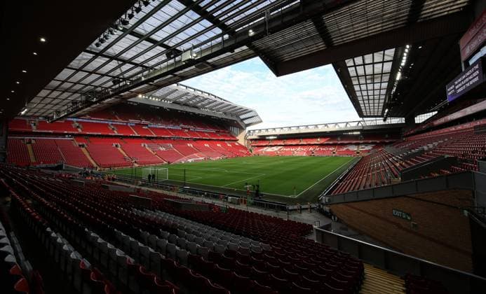 29th December 2019; Anfield, Liverpool, Merseyside, England; English Premier League Football, Liverpool versus Wolverhampton Wanderers; a view of the stadium from the Kop end prior to the match - Strictly Editorial Use Only. No use with unauthorized audio, video, data, fixture lists, club league logos or live services. Online in-match use limited to 120 images, no video emulation. No use in betting, games or single club league player publications ActionPlus12199104 DavidxBlunsden