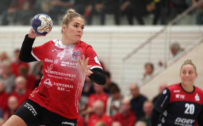 Handball 1. Bundesliga Damen THC - HSG Bensheim Auerbach Flames 29.12.2019, Erfurt, Riethsporthalle, Handball 1.Bundesliga Damen, Saison 2019 2020, Thüringer Handballclub, THC - HSG Bensheim Auerbach Flames im Bild Beate Scheffknecht (THC)