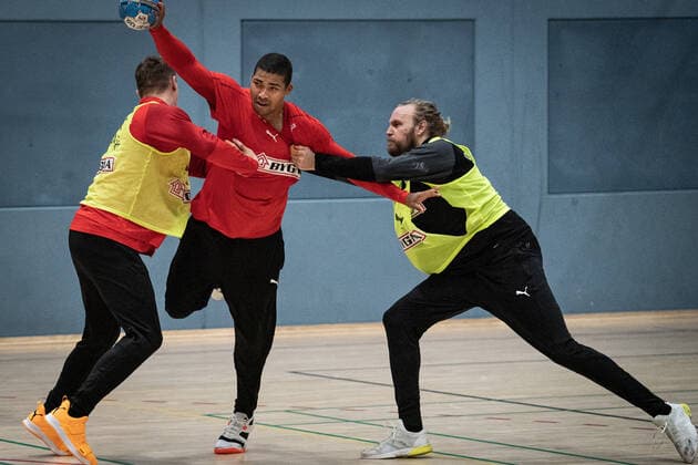 Mads Mensah til traening med herrehaandboldslandsholdet i Idraettens Hus i Broendby, mandag den 30. december 2019.. , Broendby Denmark Copyright: RitzauxScanpix NielsxChristianxVilmannx COP101 spdk20191230-115750-L