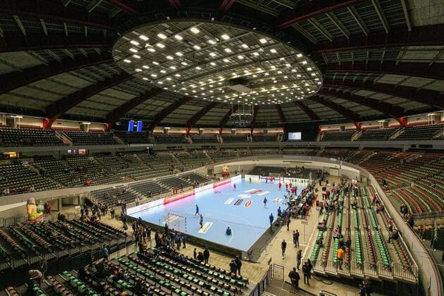 Innenansicht der Westfalenhalle GER, Handball, 2. Bundesliga, ASV Hamm-Westfalen gegen VfL Gummersbach, 30.12.2019 Dortmund *** Interior view of the Westfalenhalle GER, Handball, 2 Bundesliga, ASV Hamm Westphalia against VfL Gummersbach, 30 12 2019 Dortmund Copyright: xEibner-Pressefotox EP_JSK