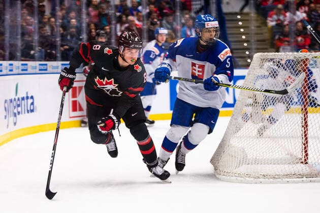 Sport Bilder des Tages 200102 Liam Foudy of Canada during the 2020 IIHF World Junior Championship quarterfinal between Canada and Slovakia on January 2, 2020 in Ostrava. Photo: Simon Hastegard BILDBYRAN kod SH 180169 ishockey Ice hockey, Eishockey u20 jvm jvm 2020 jvm 19-20 iihf world junior championship world juniors bbeng kvartsfinal quarter final kanada slovakien Copyright: SIMONxHASTEGARD BB200102BB099