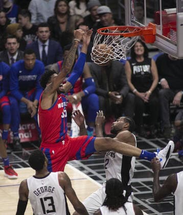 January 2, 2020, Los Angeles, California, USA: Christian Wood 35 of the Detroit Pistons dunks the ball during their NBA, Basketball Herren, USA game with the Los Angeles Clippers on Thursday January 2, 2020 at the Staples Center in Los Angeles, California. ARIANA RUIZ PI Clippers vs Pistons - ZUMAp124 20200102_zaa_p124_028 Copyright: xArianaxRuizx