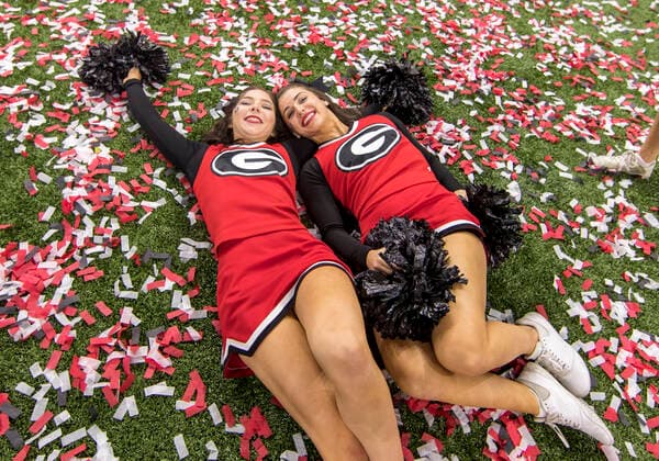 January 02, 2020: Georgia cheerleaders celebrate win after NCAA, College League, USA Football game action between the Georgia Bulldogs and the Baylor Bears at Mercedes-Benz Superdome in New Orleans, Louisiana. Georgia defeated Baylor 26-14. CSM NCAA Football 2020: Allstate Sugar Bowl Georgia vs Baylor JAN 01 - ZUMAc04_ 20200101_zaf_c04_499 Copyright: xJohnxMersitsx