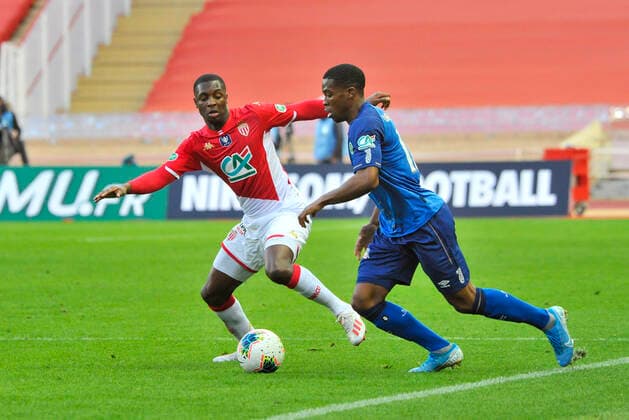 Fußball, Coupe de France, AS Monaco - Stade Reims Fode Ballo Toure (AS Monaco) FOOTBALL : AS Monaco vs Stade de Reims - 32eme de finale de Coupe de France - Monaco - 04 01 2020 NorbertScanella PanoramiC 