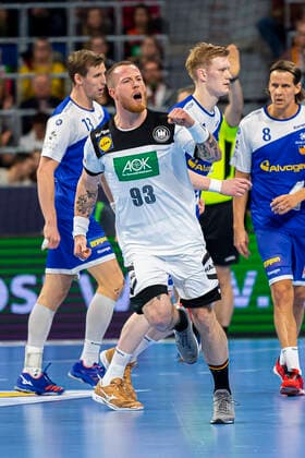 Mannheim, Deutschland 04. Januar 2020: Handball Länderspiel - EM 2020 - Deutschland vs. Island Patrick Zieker (Deutschland TVB Stuttgart) Jubel Freude Emotion Torjubel Torschuetze Torschütze Mannheim SAP Arena Baden-Württemberg Deutschland