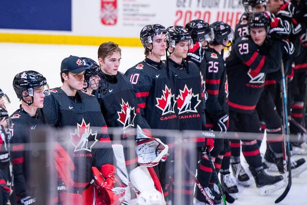 200104 Goalkeeper Joel Hofer of Canada after the 2020 IIHF World Junior Championship semi final between Canada and Finland on January 4, 2020 in Ostrava. Photo: Simon Hastegard BILDBYRAN kod SH 180173 ishockey Ice hockey, Eishockey u20 jvm jvm 2020 jvm 19-20 iihf world junior championship world juniors bbeng semifinal kanada depp jubel Copyright: SIMONxHASTEGARD BB200104ZB034
