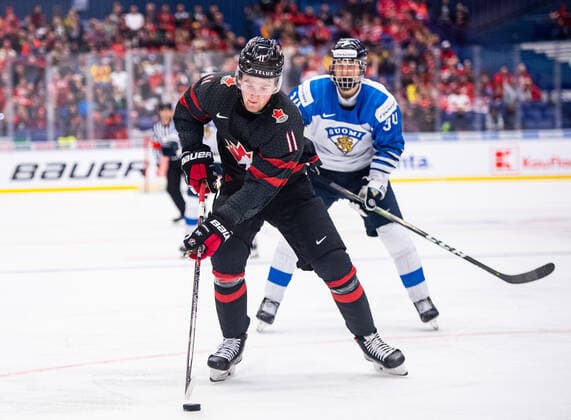 200104 Alexis Lafreniere of Canada during the 2020 IIHF World Junior Championship semi final between Canada and Finland on January 4, 2020 in Ostrava. Photo: Simon Hastegard BILDBYRAN kod SH 180173 ishockey Ice hockey, Eishockey u20 jvm jvm 2020 jvm 19-20 iihf world junior championship world juniors bbeng semifinal kanada Copyright: SIMONxHASTEGARD BB200104ZW032