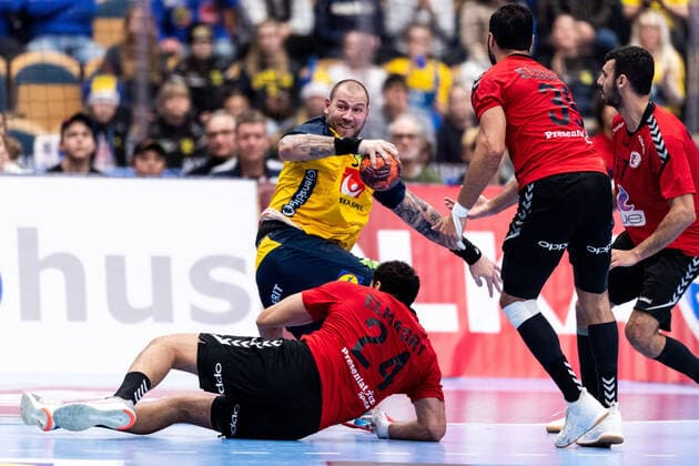 200105 Sveriges Andreas Nilsson under träningslandskampen i handboll mellan Sverige och Egypten den 5 januari 2020 i Jönköping. Copyright: JÖRGENxJARNBERGER BB200105JJ026