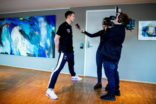200108 Goalkeeper Torbjorn Bergerud of Norway is being interviewed during a press event ahead of the EHF European Handball Championship on January 8, 2020 in Trondheim. Photo: Vegard Wivestad Grott BILDBYRAN kod VG 170452 bbeng handball handball handboll handball-em 2020 european men?s handball championship 2020 em 2020 handbolls-em 2020 ehf euro 2020 norge norway Copyright: VEGARDxWIVESTADxGRoTT BB200108VG004