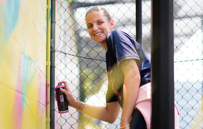 January 8, 2020, Brisbane, AUSTRALIA: Karolina Pliskova of the Czech Republic doing graffiti at the 2020 Brisbane International WTA, Tennis Damen Premier tennis tournament 2020 Brisbane International, Tennis, Brisbane, Australia, Jan 8 - ZUMAa181 20200108_zaa_a181_038 Copyright: xAFP7x