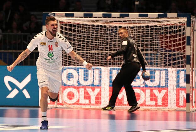 Sport Bilder des Tages HANDBALL - EHF EURO 2020, BLR vs SRB GRAZ,AUSTRIA,09.JAN.20 - HANDBALL - EHF European Men s Handball Championship 2020, group stage, Belarus vs Serbia. Image shows the rejoicing of Bogdan Radivojevic (SRB). GEPAxpictures xWolfgangxGrebien