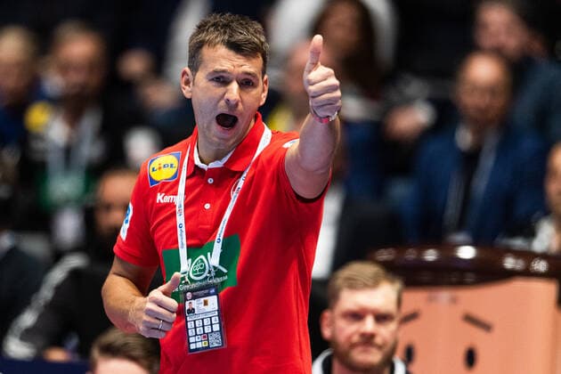 200109 Christian Prokop, head coach of Germany, reacts during the EHF European Handball Championship match between Germany and the Netherlands on January 9, 2020 in Trondheim. Photo: Vegard Wivestad Grott BILDBYRAN kod VG 170456 bbeng handball handball handboll handball-em 2020 european men?s handball championship 2020 em 2020 handbolls-em 2020 ehf euro 2020 tyskland germany deutschland holland nederland nederländerna Copyright: VEGARDxWIVESTADxGRoTT BB200109VG043