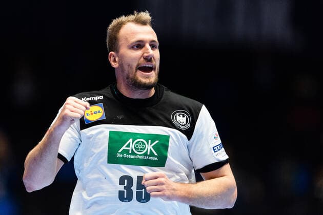 Sport Bilder des Tages 200109 Julius Kühn of Germany celebrates during the EHF European Handball Championship match between Germany and the Netherlands on January 9, 2020 in Trondheim. Photo: Vegard Wivestad Grott BILDBYRAN kod VG 170456 bbeng handball handball handboll handball-em 2020 european men?s handball championship 2020 em 2020 handbolls-em 2020 ehf euro 2020 tyskland germany deutschland holland nederland nederländerna jubel Copyright: VEGARDxWIVESTADxGRoTT BB200109VG046
