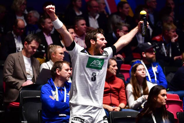 Handball-EM Deutschland - Niederlande am 09.01.2020 in der Nye Nidarohallen in Trondheim Uwe GENSHEIMER ( Deutschland ) auf der Tribüne
