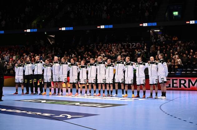 Handball-EM Deutschland - Niederlande am 09.01.2020 in der Nye Nidarohallen in Trondheim Deutsche Mannschaft vor dem Spiel