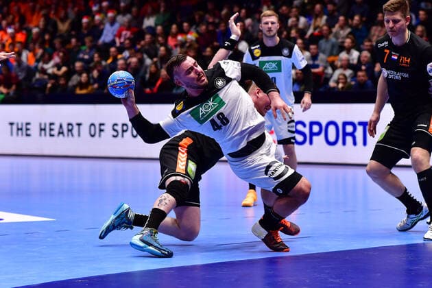 Handball-EM Deutschland - Niederlande am 09.01.2020 in der Nye Nidarohallen in Trondheim Jannik KOHLBACHER ( Deutschland )