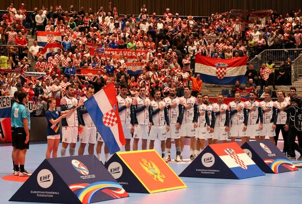 HANDBALL - EHF EURO 2020, CRO vs MNE GRAZ,AUSTRIA,09.JAN.20 - HANDBALL - EHF European Men s Handball Championship 2020, group stage, Croatia vs Montenegro. Image shows the team of Croatia. GEPAxpictures xWolfgangxGrebien