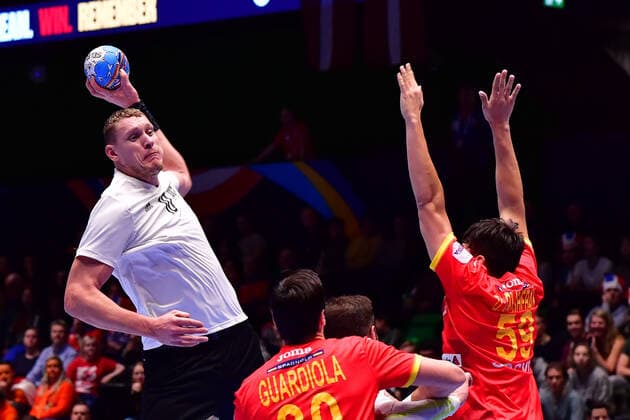 Handball, EM, Spanien - Lettland Handball-EM Spanien - Lettland am 09.01.2020 in der Nye Nidarohallen in Trondheim Dainis Kristopans ( Lettland )