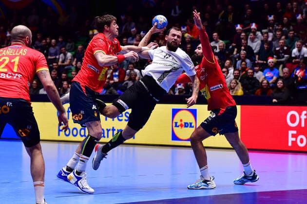 Handball, EM, Spanien - Lettland Handball-EM Spanien - Lettland am 09.01.2020 in der Nye Nidarohallen in Trondheim Nils Kreicbergs ( Lettland )