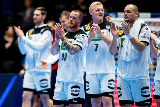 200109 Patrick Zieker of Germany celebrates after the EHF European Handball Championship match between Germany and the Netherlands on January 9, 2020 in Trondheim. Photo: Vegard Wivestad Grott BILDBYRAN kod VG 170456 bbeng handball handball handboll handball-em 2020 european men?s handball championship 2020 em 2020 handbolls-em 2020 ehf euro 2020 tyskland germany deutschland holland nederland nederländerna Copyright: VEGARDxWIVESTADxGRoTT BB200109VG086