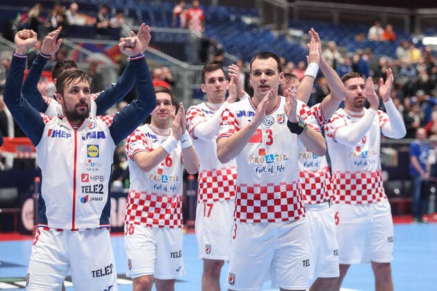 Croatia vs Montenegro: Group A - Men s EHF EURO 2020 GRAZ, AUSTRIA - JANUARY 09: Players of Croatia celebrate a win after the Men s EHF EURO 2020 group A match between Croatia and Montenegro at Stadthalle on January 9, 2020 in Graz, Austria.  LukaxStanzl PIXSELL