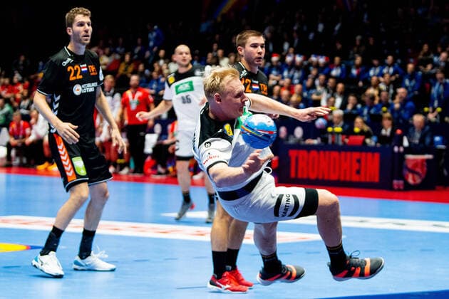 200109 Patrick Wiencek of Germany during the EHF European Handball Championship match between Germany and the Netherlands on January 9, 2020 in Trondheim. Photo: Vegard Wivestad Grott BILDBYRAN kod VG 170456 bbeng handball handball handboll handball-em 2020 european men?s handball championship 2020 em 2020 handbolls-em 2020 ehf euro 2020 tyskland germany deutschland holland nederland nederländerna Copyright: VEGARDxWIVESTADxGRoTT BB200109VG097