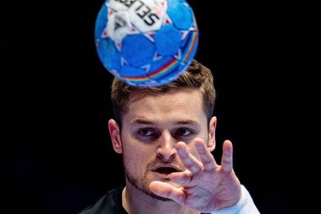 200109 David Schmidt of Germany during the EHF European Handball Championship match between Germany and the Netherlands on January 9, 2020 in Trondheim. Photo: Vegard Wivestad Grott BILDBYRAN kod VG 170456 bbeng handball handball handboll handball-em 2020 european men?s handball championship 2020 em 2020 handbolls-em 2020 ehf euro 2020 tyskland germany deutschland holland nederland nederländerna Copyright: VEGARDxWIVESTADxGRoTT BB200109VG101