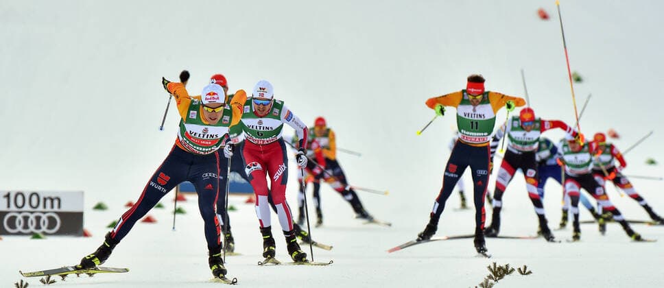 Bilder des Jahres 2020, Sport 01 Januar Sport Themen der Woche KW02 Sport Bilder des Tages January 10, 2020, Val Di Fiemme, Italy: german vinzenz geiger , on the left . , sprinta on group for il second posto finale in individual race of nordic combined .during FIS World Cup 2020 - Nordic Combined, Nordic Ski in Val di Fiemme, Italy, January 10 2020 - LPS Nordic Ski FIS World Cup 2020 - Nordic Combined  - ZUMAl164 20200110_zsa_l164_006 Copyright: xFrancoxDebernardix