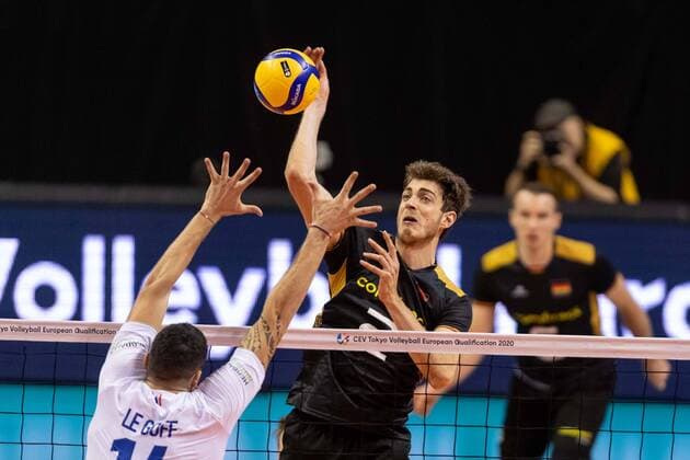 Volleyball Berlin 10.01.2020 Olympia-Qualifikation CEV Tokyo Volleyball European Qualification Finale Final Deutschland (GER) - Frankreich (FRA) KRICK Tobias (Deutschland, No.02) LE GOFF Nicolas