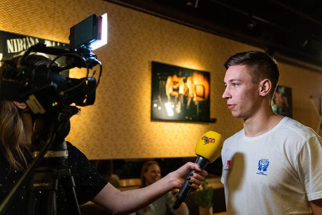 200111 Jerry Tollbring of Sweden, is interviewed at a press event during the EHF European Handball Championship on January 11, 2020 in Gothenburg. Photo: Mathias Bergeld BILDBYRAN Cop 200 bbeng ehf euro 2020 em 2020 european men?s handball championship 2020 handball handboll handbolls-em 2020 handball handball-em 2020 sweden Pressträff Pressetreff Press event Copyright: MATHIASxBERGELD BB200111MB019