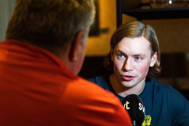 200111 Valter Chrintz of Sweden is interviewed at a press event during the EHF European Handball Championship on January 11, 2020 in Gothenburg. Photo: Mathias Bergeld BILDBYRAN Cop 200 bbeng ehf euro 2020 em 2020 european men?s handball championship 2020 handball handboll handbolls-em 2020 handball handball-em 2020 sweden Pressträff Pressetreff Press event Copyright: MATHIASxBERGELD BB200111MB024