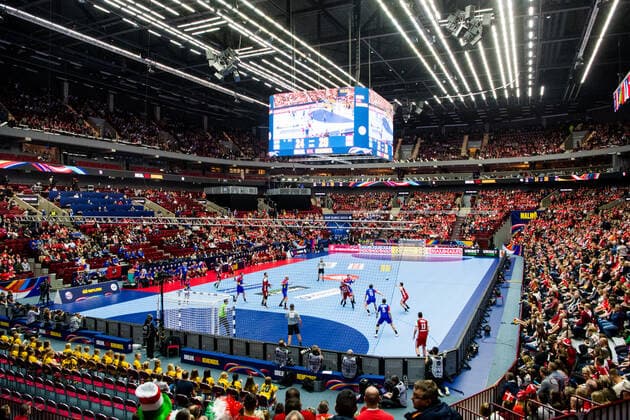 200111 General view of Malmö Arena ahead of the EHF European Handball Championship match between Denmark and Iceland on January 11, 2020 in Malmö. Photo: Ludvig Thunman BILDBYRAN kod LT 35701 bbeng ehf euro 2020 em 2020 european men?s handball championship 2020 handball handboll handbolls-em 2020 handball handball-em 2020 danmark denmark iceland island arena interiör interior view Copyright: LUDVIGxTHUNMAN BB200111LT001