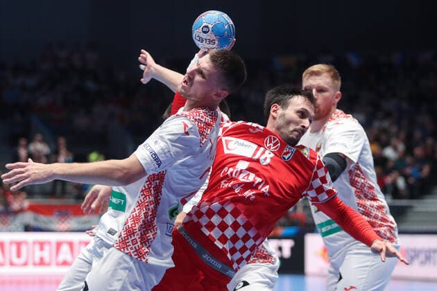 Graz: Croatian handball team meets Belarus in 2nd round of European Championship, EM, Europameisterschaft 11.01.2020., Stadthalle Graz, Graz, Austria - European Handball Championship, Group A, Round 2, Croatia - Belarus. Andrei Yurynok, Igor Karacic  LukaxStanzl PIXSELL