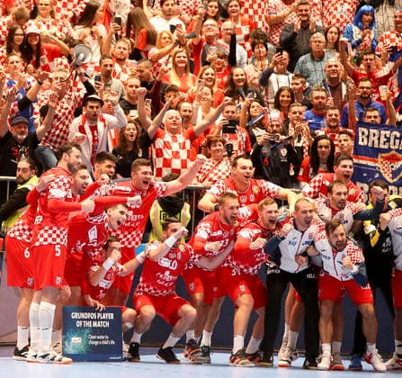 HANDBALL - EHF EURO 2020, CRO vs BLR GRAZ,AUSTRIA,11.JAN.20 - HANDBALL - EHF European Men s Handball Championship 2020, group stage, Croatia vs Belarus. Image shows the rejoicing of Croatia . GEPAxpictures xWolfgangxGrebien