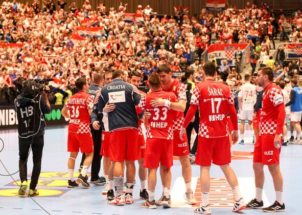 HANDBALL - EHF EURO 2020, CRO vs BLR GRAZ,AUSTRIA,11.JAN.20 - HANDBALL - EHF European Men s Handball Championship 2020, group stage, Croatia vs Belarus. Image shows the rejoicing of Croatia . GEPAxpictures xWolfgangxGrebien