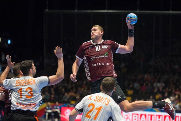 Handball EM, Lettland - Niederlande KRISTOPANS Dainis (Lettonie - Latvia) HANDBALL : Championnat d Europe 2020 : Lettonie vs Pays-Bas - 11 01 2020 THEOPHILELaurent Panoramic 