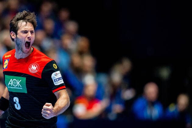 200111 Uwe Gensheimer of Germany celebrates during the EHF European Handball Championship match between Spain and Germany on January 11, 2020 in Trondheim. Photo: Vegard Wivestad Grott BILDBYRAN kod VG 170462 bbeng handball handball handboll handball-em 2020 european men?s handball championship 2020 em 2020 handbolls-em 2020 ehf euro 2020 spania spanien tyskland germany deutschland jubel Copyright: VEGARDxWIVESTADxGRoTT BB200111VG073