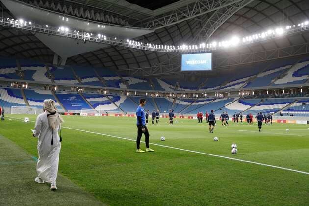 DOHA, QATAR - JANUARY 11 : illustration Al Janoub stadium pictured during the friendly match between Club Brugge and Ajax Amsterdam during the winter camp in Doha , on January 11, 2020 in Doha, Qatar, 11 01 2020 ( Photo by Jimmy Bolcina Photonews FOOTBALL : match amical - Club brugge vs Ajax amsterdam - 11 01 2020 PHOTONEWS PANORAMIC 