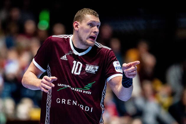 200111 Dainis Kristopans of Latvia during the EHF European Handball Championship match between Latvia and Netherlands on January 11, 2020 in Trondheim. Photo: Vegard Wivestad Grott BILDBYRAN kod VG 170463 bbeng handball handball handboll handball-em 2020 european men?s handball championship 2020 em 2020 handbolls-em 2020 ehf euro 2020 netherlands nederland holland latvia Copyright: VEGARDxWIVESTADxGRoTT BB200111VG097