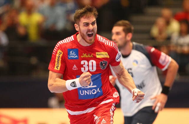 HANDBALL - EHF EURO 2020, AUT vs UKR VIENNA,AUSTRIA,12.JAN.20 - HANDBALL - EHF European Men s Handball Championship 2020, group stage, Austria vs Ukraine. Image shows the rejoicing of Boris Zifkovic (AUT). GEPAxpictures xChristianxOrt